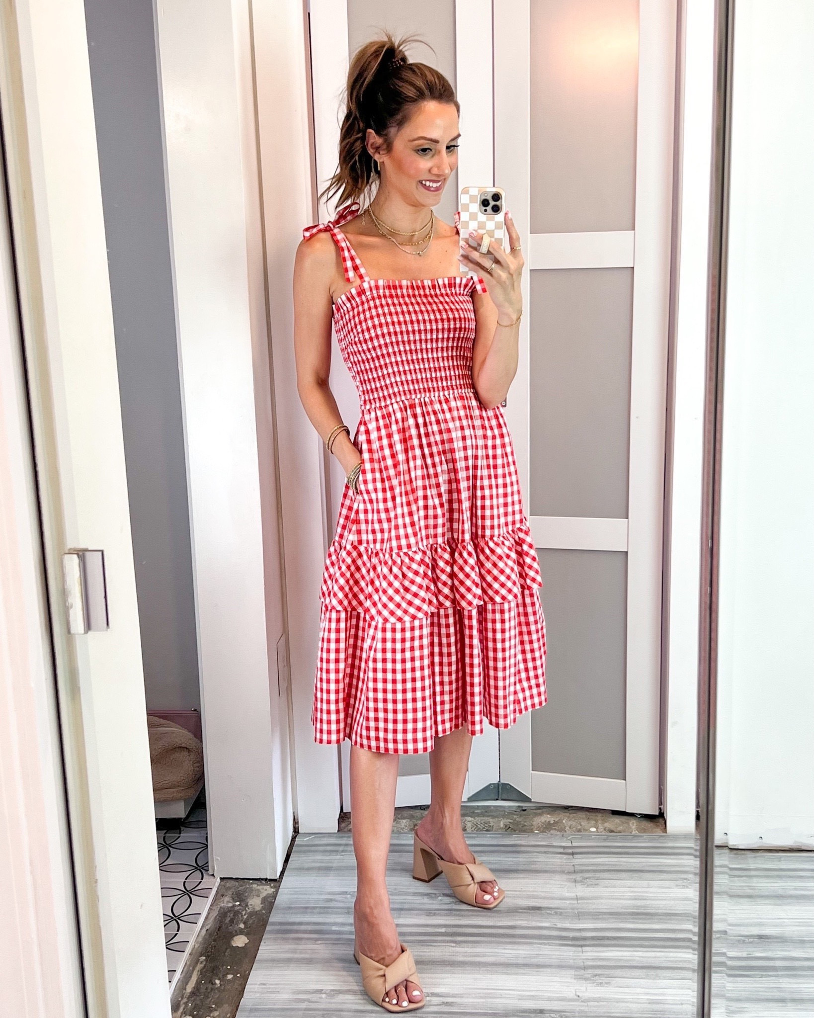fitted lace wedding dress Structured Gingham Midi Dress – Scotch & Soda main image 1