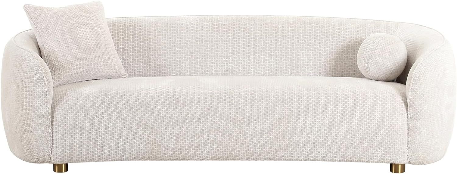 Pasargad Home Zarina Upholstered Modern Sofa with 2 Pillows Included, 94.5" W, Ivory | Amazon (US)