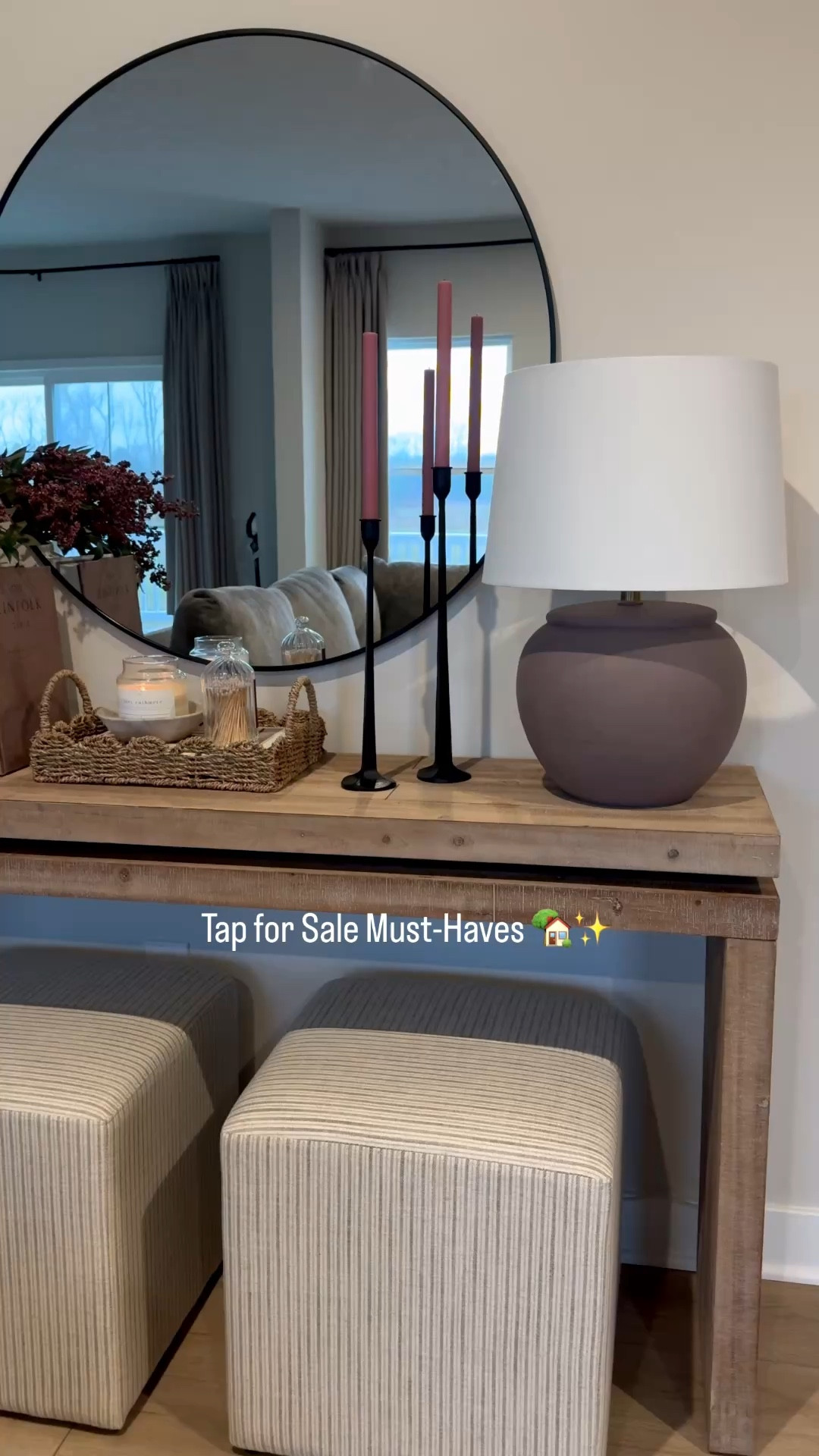 Console table, urn vase, ottomans, round mirror, tv sideboard, black sideboard, black console, urn candlesticks, berry stem, scallop tray; plaid rug, upholstered bed, executive desk

#LTKU #LTKHome #LTKSaleAlert