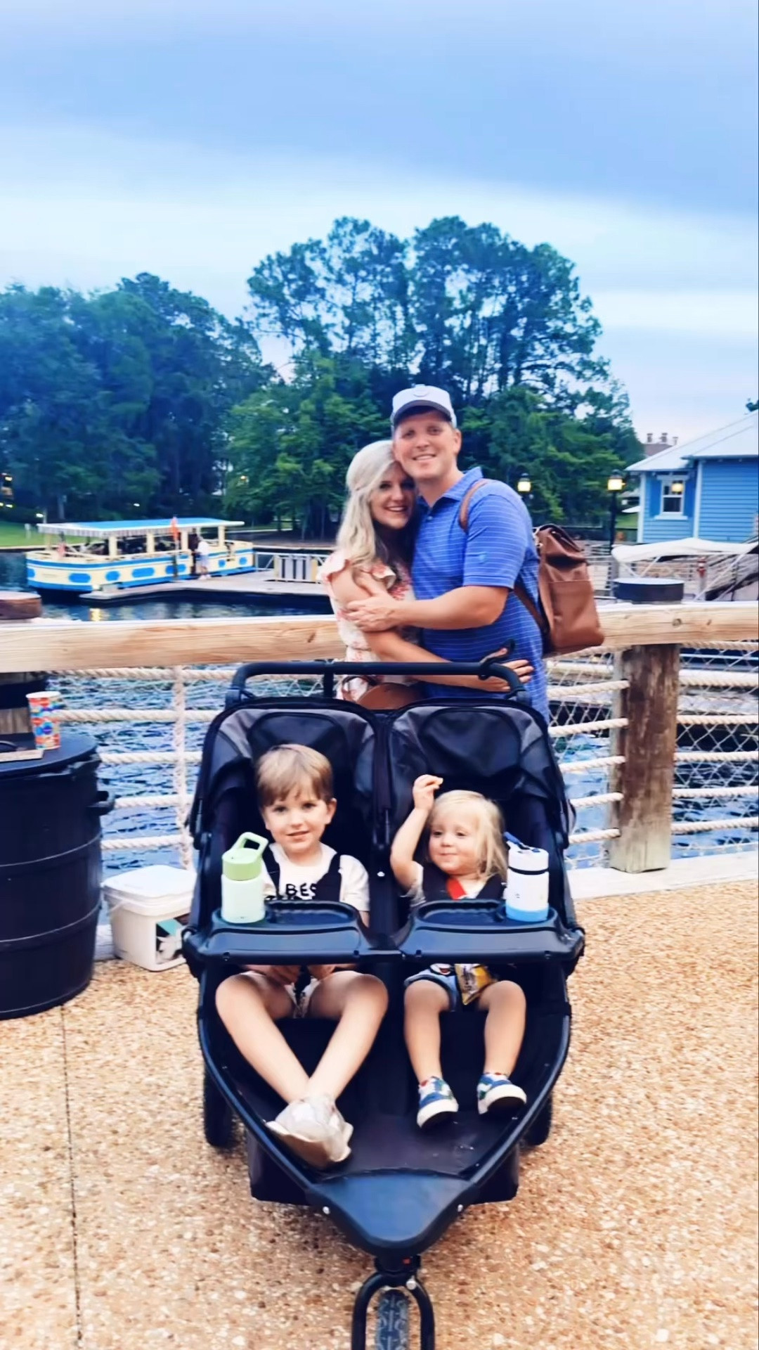 Oh we have just had the most ✨ m a g i c a l ✨ night checking in to our Disney resort and eating the yummiest dinner 🍽️, exploring the gorgeous property 🌴, taking the ferry boat 🚤  around the river 💙, and playing in the splash 💦 pad at the same Port Orleans pool 🩵 I loved so much as a little girl!! 👧 We all just couldn’t stop smiling ear to ear!!! 😍 Just so full circle ⭕️ getting to come back as parents and bring our babies 👶🏼 here to experience the magic 🪄 and joy 🤩 of this place through their little eyes 🥹 … and eek 🤭 we just can’t WAIT (!!) for tomorrow!!! 🐭🏰 The birthday 🎉 trip of a lifetime for these sweet baby boys of ours!!!! 🥰❤️🌟🖤🥳