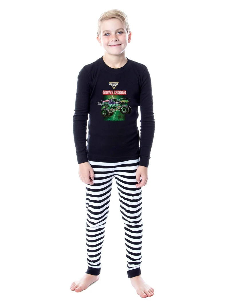 Monster Jam Grave Digger Long Sleeve Shirt And Pants Pajama Set | Walmart (US)