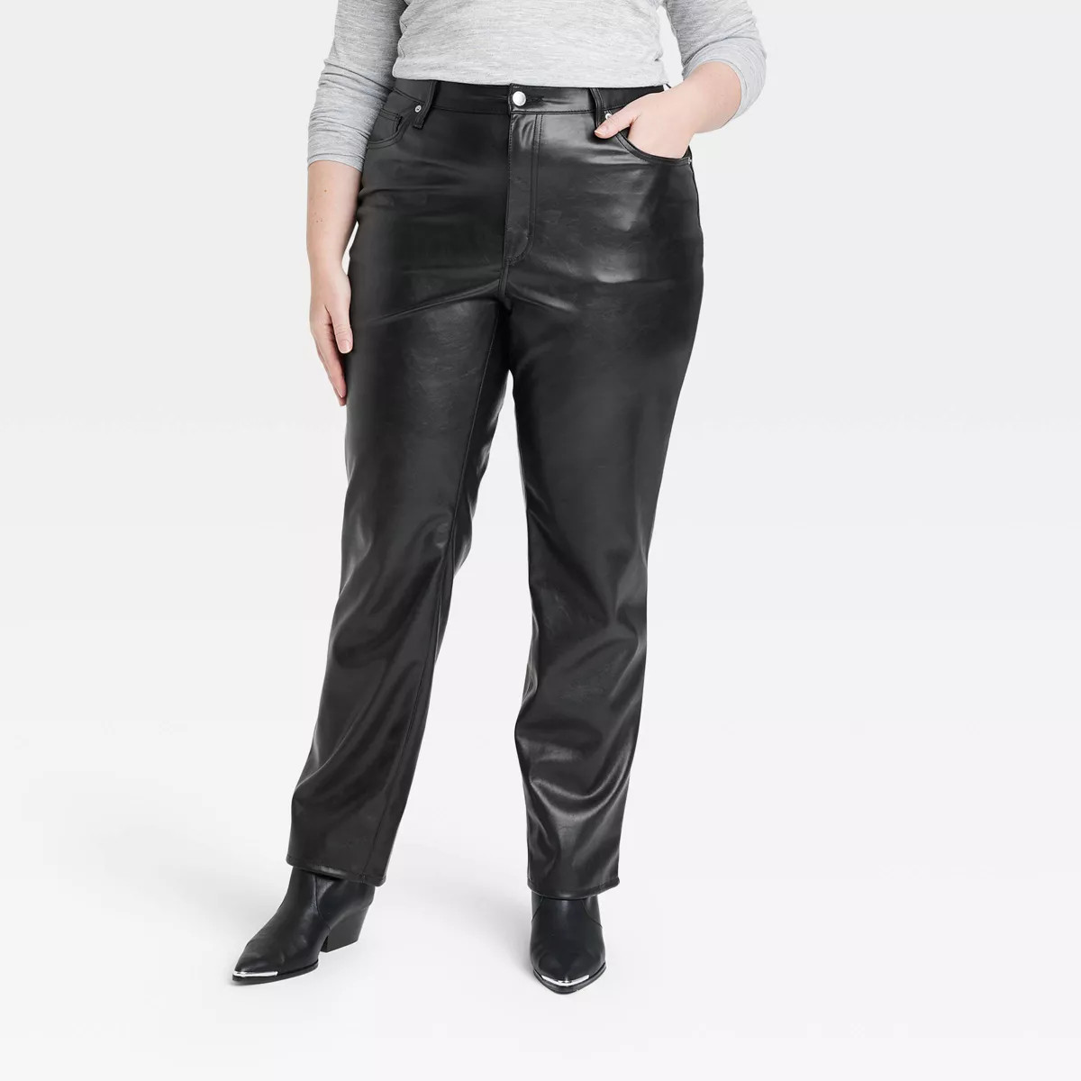 Women's High-Rise Faux Leather 90's Straight Jeans - Universal Thread™ Black | Target