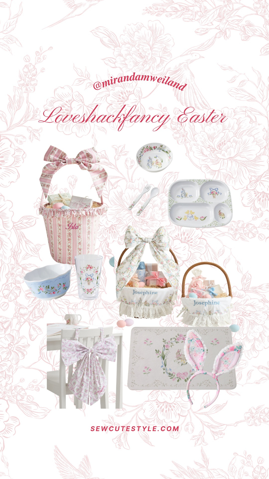Loveshackfancy Easter! 🩷🎀

Loveshackfancy Easter items / Loveshackfancy Easter decor / Loveshackfancy Easter baskets / Loveshackfancy Pottery Barn Kids Easter / Pottery Barn Kids Loveshackfancy / Loveshackfancy tabletop decor / Loveshackfancy Easter tabletop / coquette easter decor / shabby chic Easter decor / pink Easter decor 

baby girl Easter basket / baby girl Easter basket ideas / baby girl Easter basket stuffers / first Easter basket baby girl / Easter basket ideas for baby/ baby Easter basket filler/ baby safe Easter basket toys