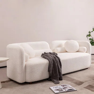 Modern Comfort Fabric Sofa For Living Room, White Boucle For Elegant Style In Apartments | Wayfair North America