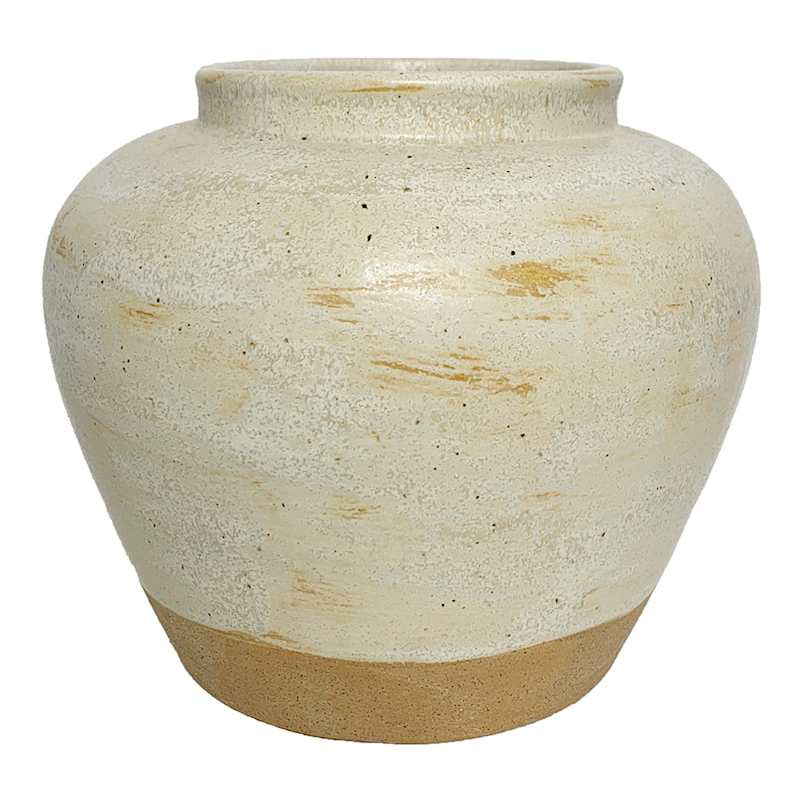 Neutral Ceramic Distressed Vase, 9" | At Home