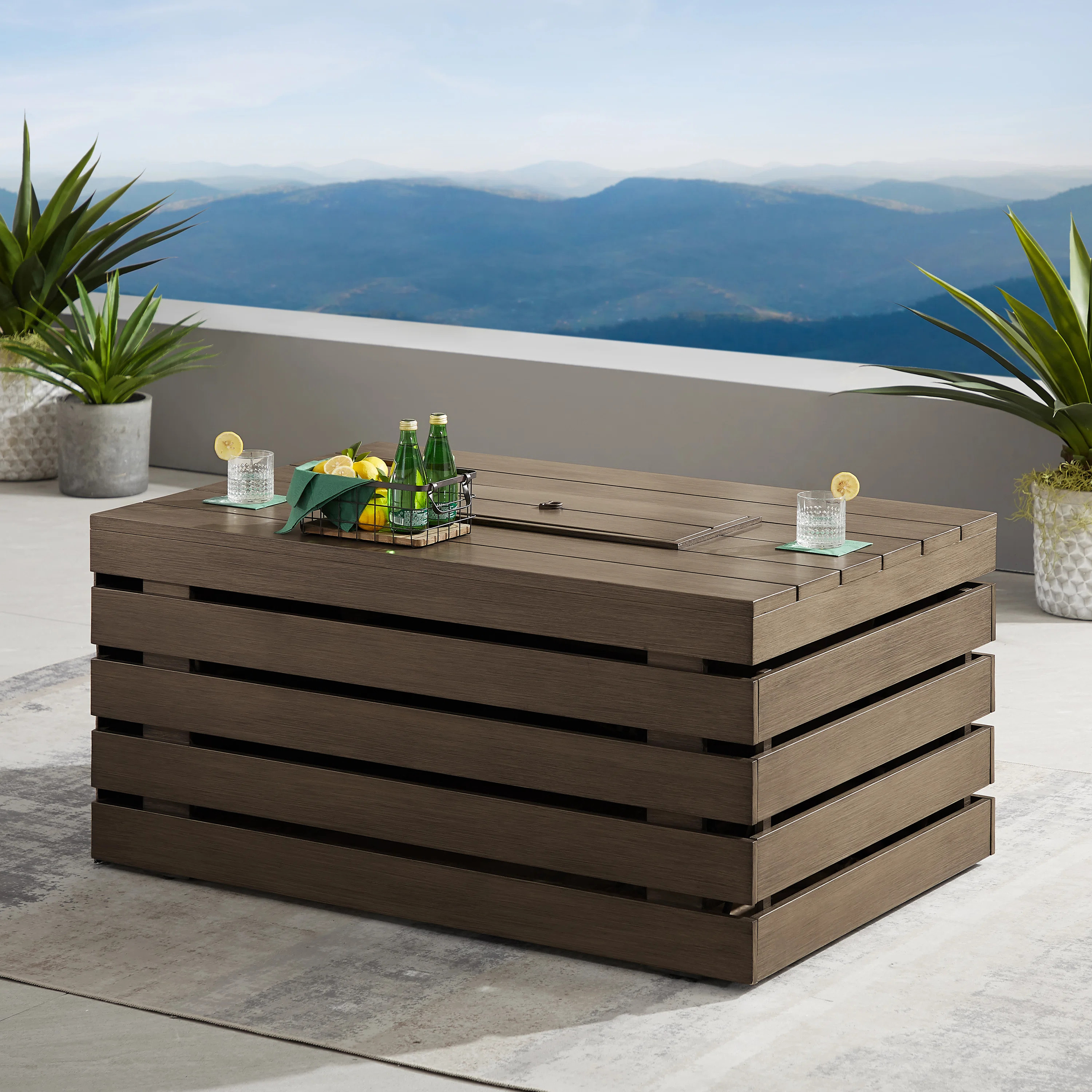 Aluminum Propane Outdoor Fire Pit Table with Hidden Fuel Tank Storage & Lid (Fully Assembled) | Wayfair North America