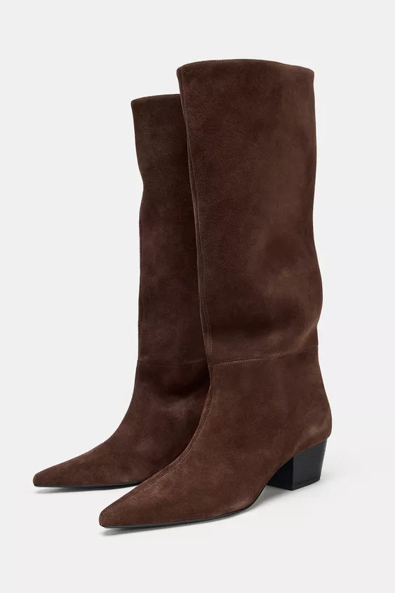 COWBOY SPLIT SUEDE BOOTS | Zara UK