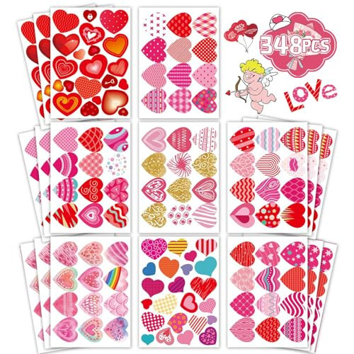 Heart Stickers for Kids, Valentines Day Colorful Heart Stickers Valentine's Day Love Decorative Stickers Valentine's Day Party Favors Supplies | Amazon (US)