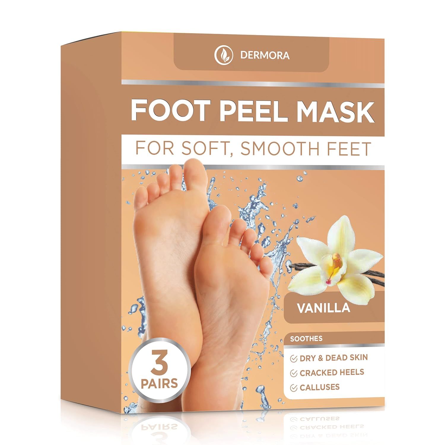 Dermora Foot Peel Mask - 3 Pack of Regular Skin Exfoliating Foot Masks for Dry, Cracked Feet, Cal... | Amazon (US)