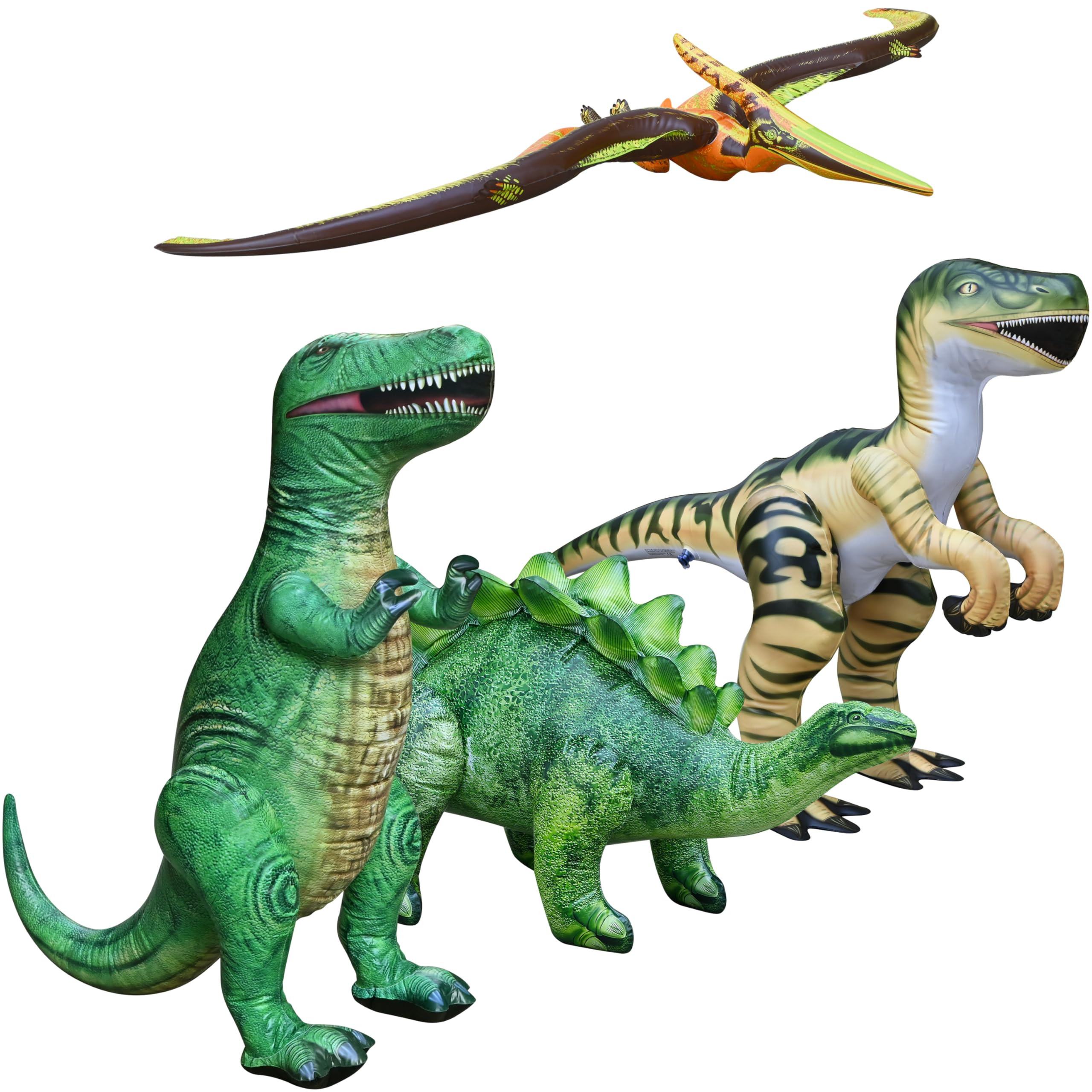 Jet Creations 4pk T. Rex Stegosaurus Raptor Pteranodon Inflatable, 37-51” | Prehistoric Dinosau... | Amazon (US)