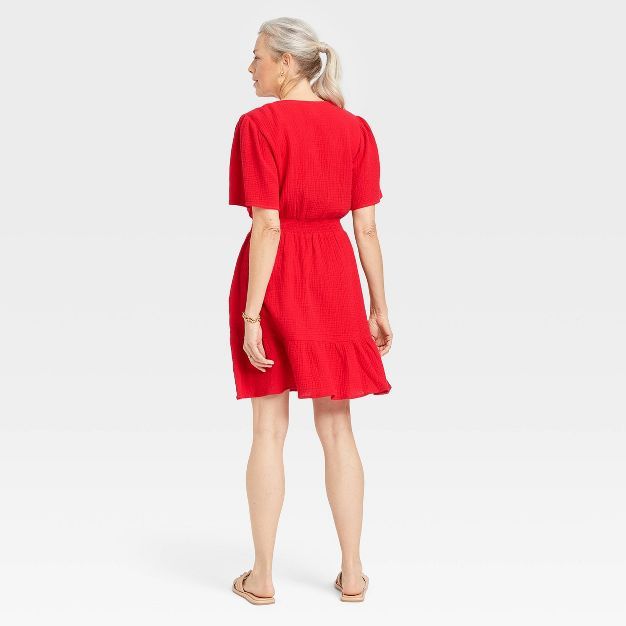 Women's Flutter Short Sleeve Gauze A-Line Dress - Knox Rose™ | Target