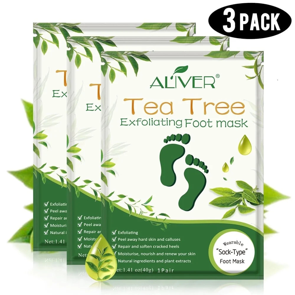 ALIVER Foot Peel Mask with Tea Tree - Feet Peeling Masks - Make Your Feet Baby Soft Smooth - Dead... | Walmart (US)