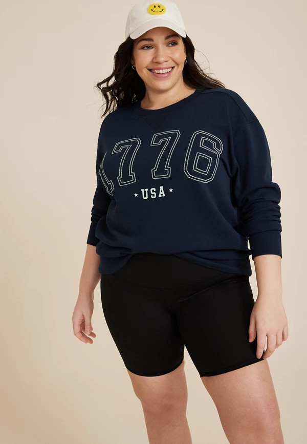 Plus Size 1776 USA Embroidered Sweatshirt | Maurices