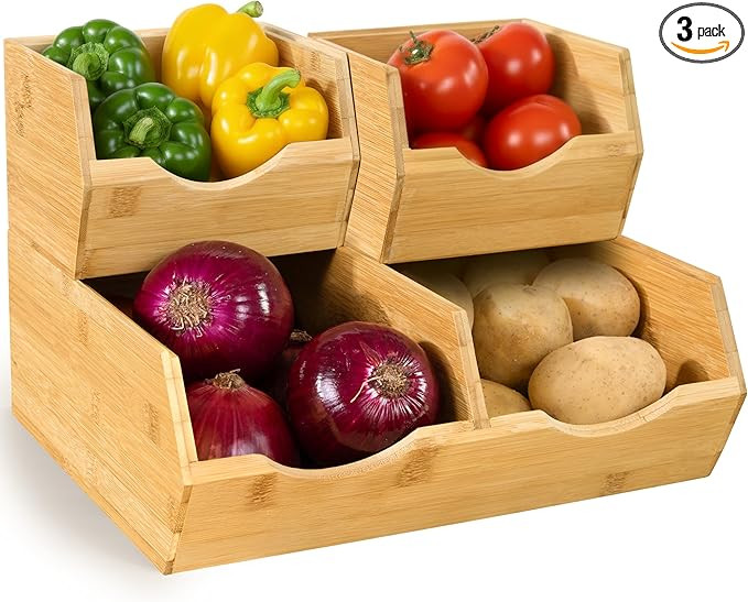 HOMESTEAD Bamboo Pantry Storage Bins – Potato & Onion Storage Bin for Pantry Organizers, Produc... | Amazon (US)