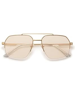 SOJOS Trendy Aviator Sunglasses Mens Womens Retro Double Bridge Metal Frame Semi-Rimless Shades L... | Amazon (US)