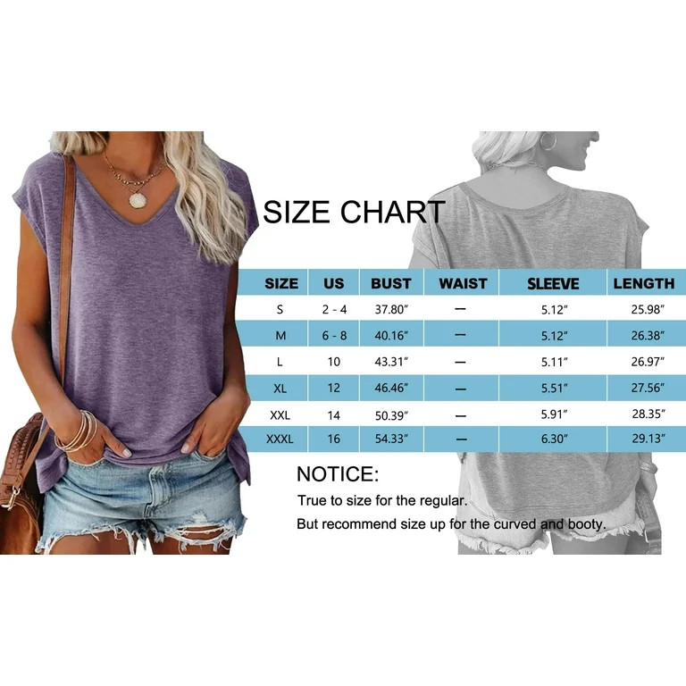MOSHU V Neck Womens T-Shirts Basic Tops for Women Cap Sleeve Loose Tank Tops - Walmart.com | Walmart (US)