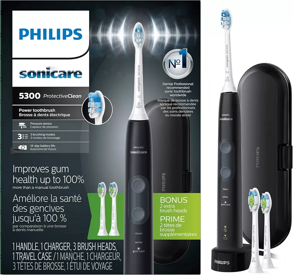 Philips Sonicare ProtectiveClean 5300 Rechargeable Electric Toothbrush, Black HX6423/34 | Amazon (US)