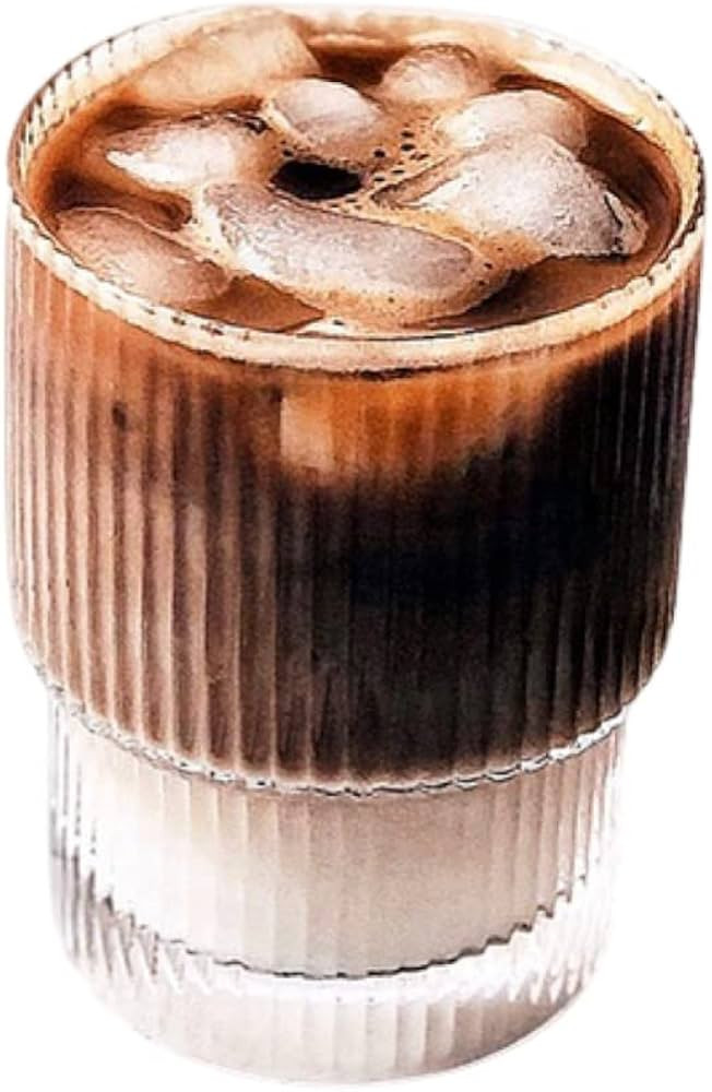 JnnLiuLiu: Small, Tall Glass Cups. Round, Textured, Transparent, Clear, Ribbed, Striped. Tea, Cof... | Amazon (US)