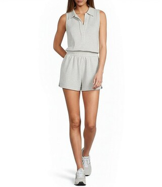 Active Sleeveless Collared Neckline Romper | Dillard's