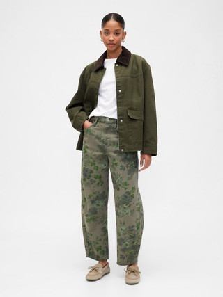 High Rise Print Barrel Jeans | Gap Factory
