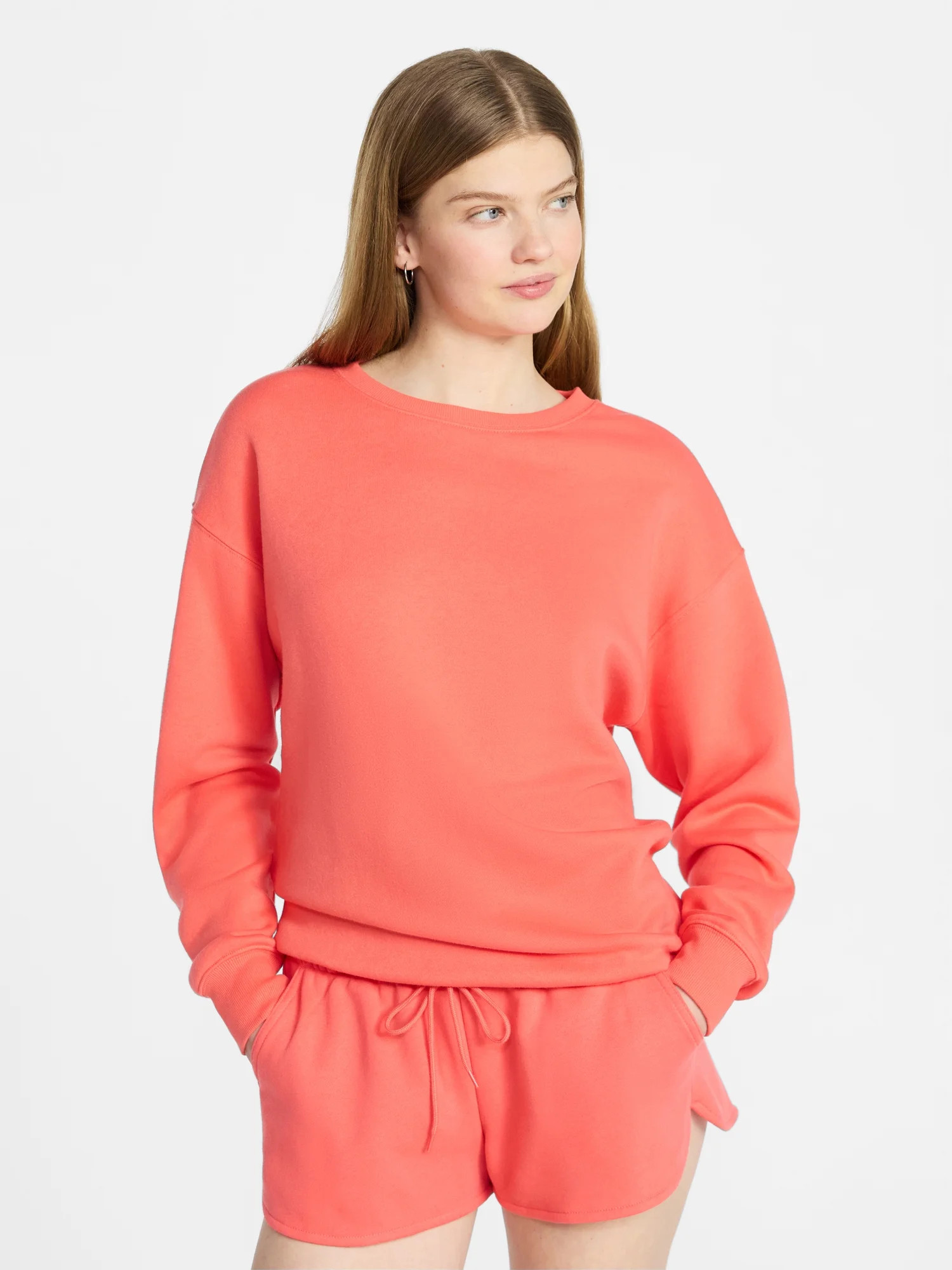 No Boundaries Oversized Fleece Sweatshirt with Long Sleeves, Women's XXS-4X | Walmart (US)
