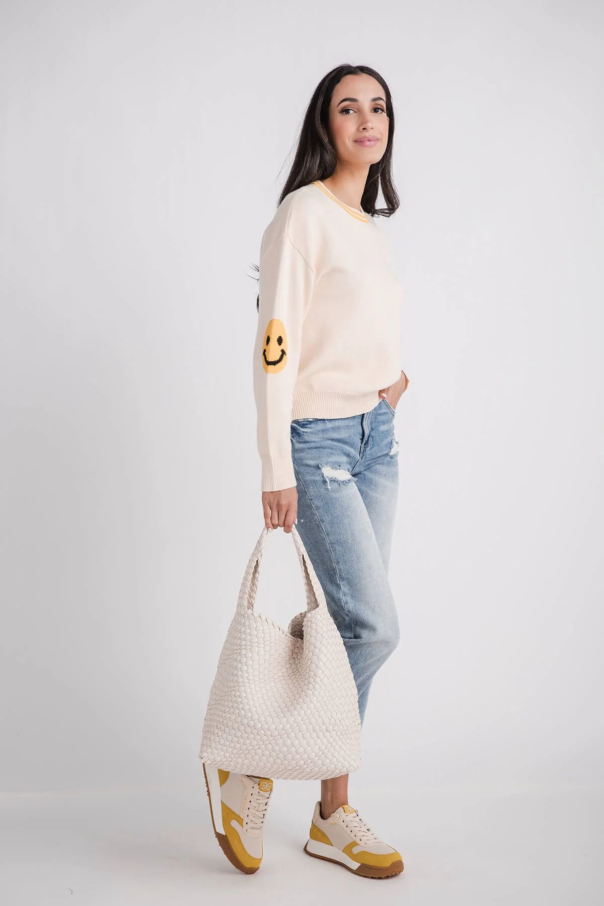 THML Smiley Sleeve Knit Sweater | Social Threads