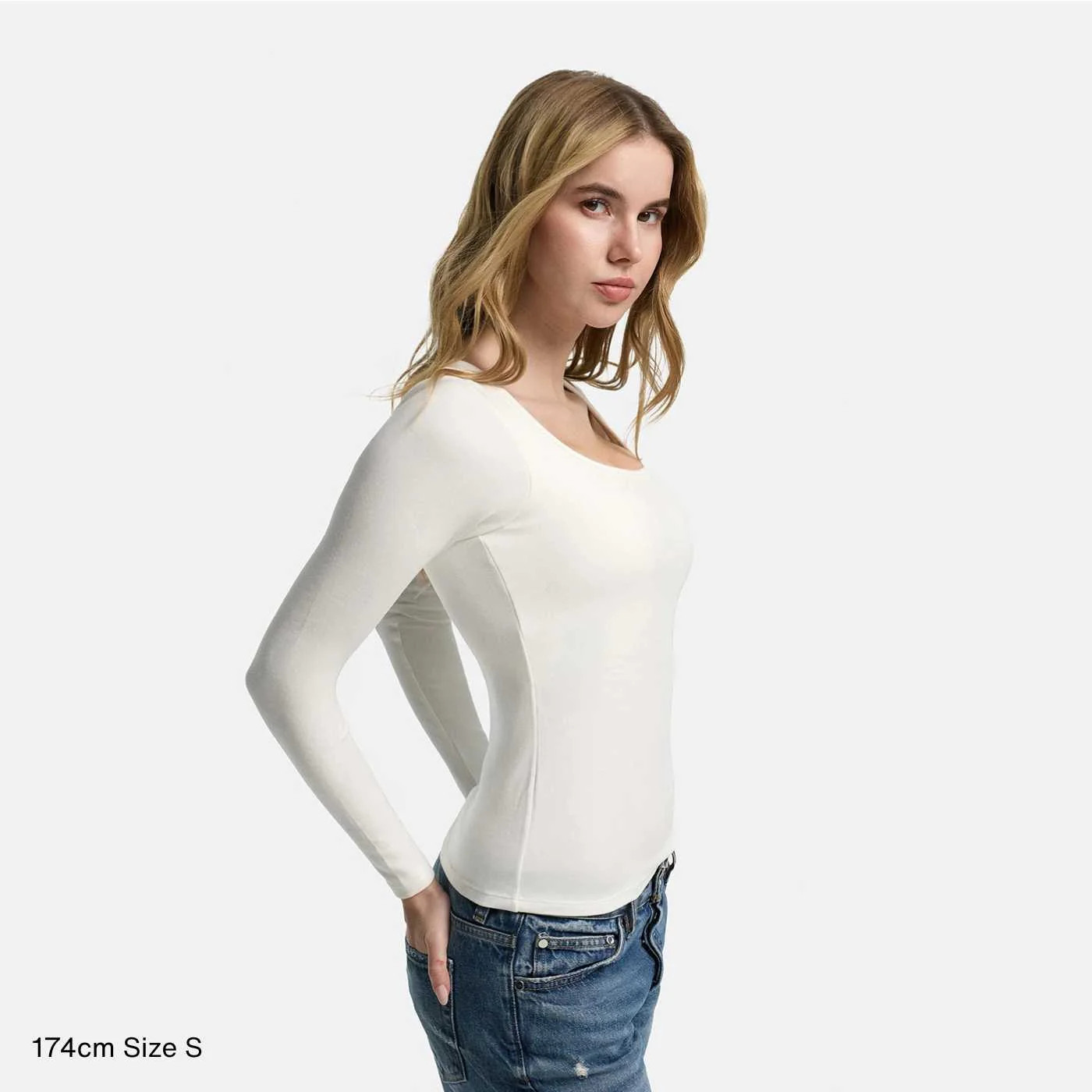 Cotton Longsleeve with Built-In Push-Up Bra | cfab by creamy fabrics