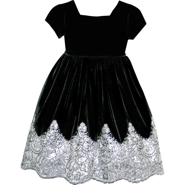 V-Back Sparkle Dress, Black | Maisonette
