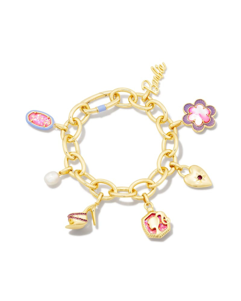 Barbie™ x Kendra Scott Gold Charm Bracelet in Pink Mix | Kendra Scott