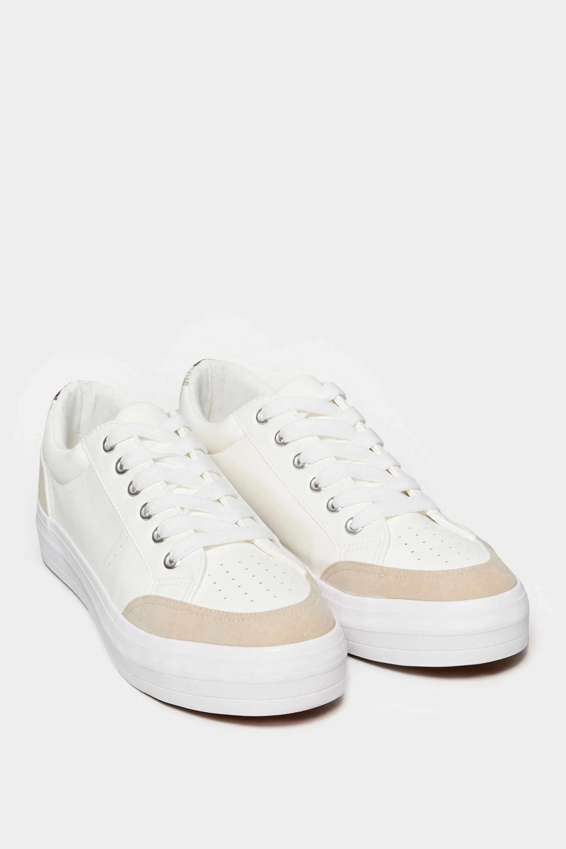 Yours White Snake Print Trainers In Wide E Fit | Long Tall Sally