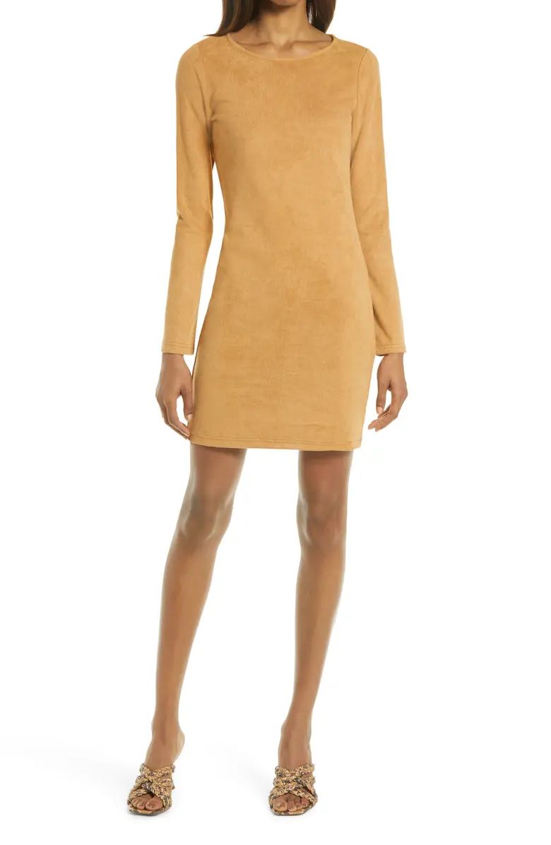 BB Dakota x Steve Madden Alexandria Faux Suede Long Sleeve Minidress | Nordstrom