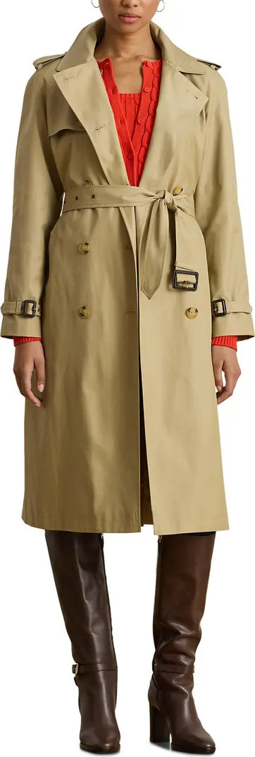 Double Breasted Cotton Blend Trench Coat | Nordstrom