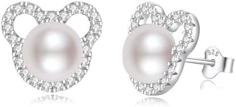 Pearl Earrings for Women S925 Sterling Silver Mouse Studs | Amazon (US)