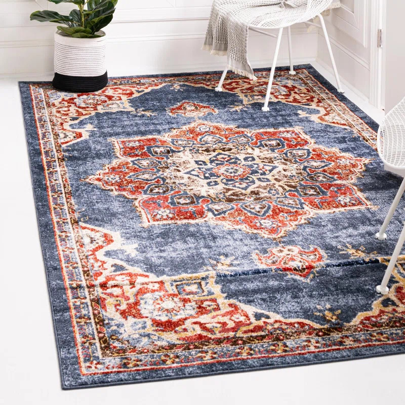 Edelsten Performance Navy Blue/Beige Rug | Wayfair North America
