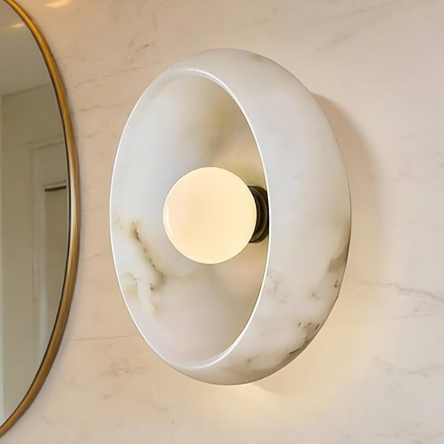 10" Artistic Alabaster Wall Sconce - Soft Diffused Lighting for Bedroom, Hallway & Living Room, S... | Amazon (US)