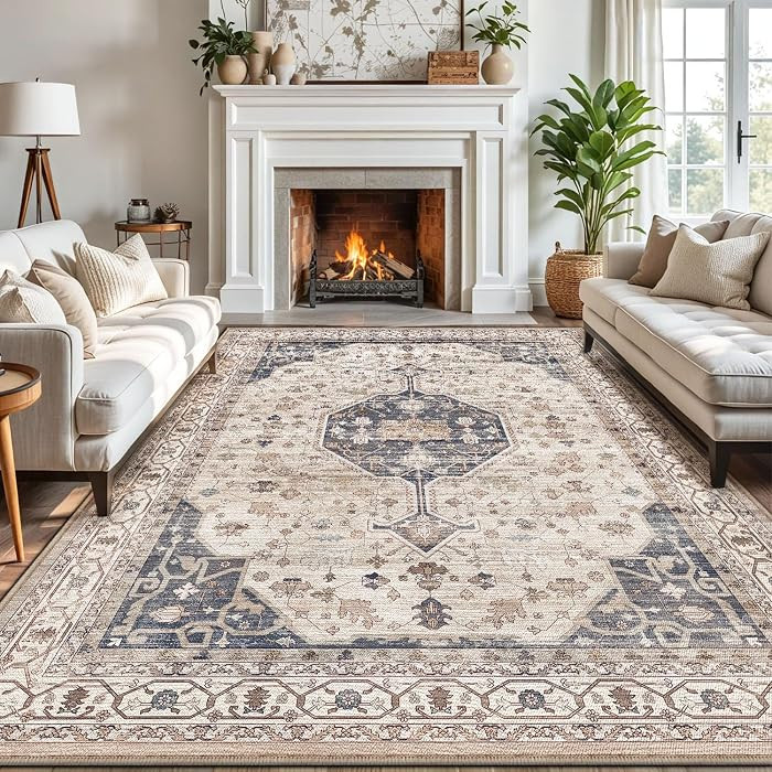 LUMI Washable Area Rug for Living Room, 8x10 Ultra Soft Traditional Rugs Non Slip with Rubber Bac... | Amazon (US)