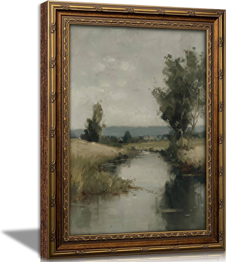 Rustic Pastoral Nature Wall Decor Picture, Country Waterscape Home Decor Artwork for Living Room ... | Amazon (US)