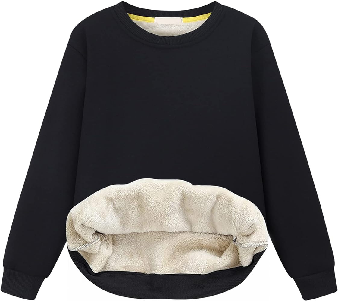 Gihuo Unisex Boy's Girls Winter Warm Sherpa Lined Crewneck Pullover Sweatshirt Fleece Casual Fall... | Amazon (US)