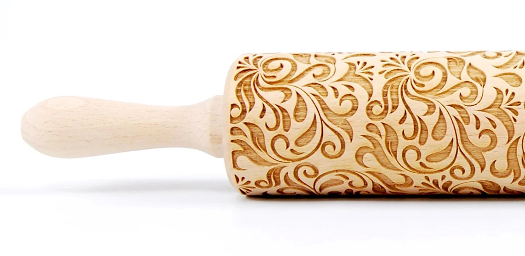 No. R006 Folk pattern - folk flowers. Embossing Rolling pin, engraved rolling pin | Etsy (US)