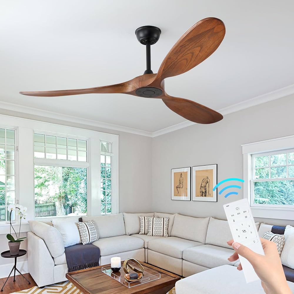 60 inch Ceiling Fan Without Light, Ceiling Fan no Light with Remote Control and Quiet DC Motor, O... | Amazon (US)