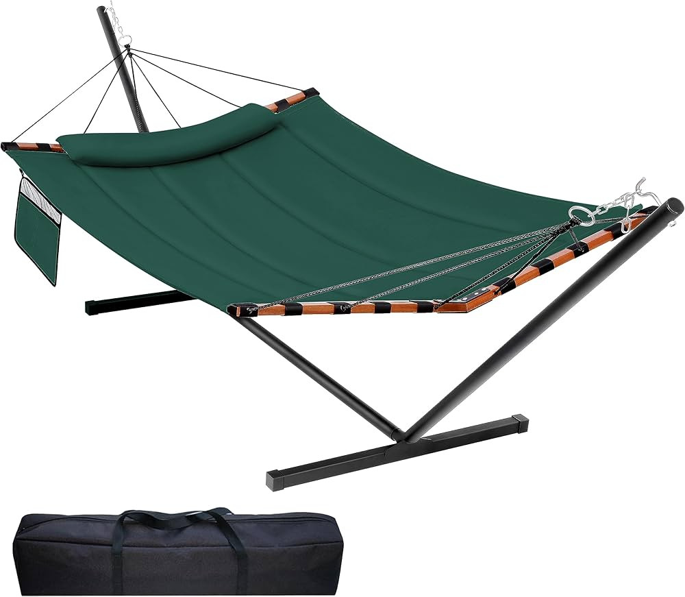 12FT 2 Person Hammock with Stand Included 55 x 79IN Large Hammock 450LB Capacity with Hardwood Sp... | Amazon (US)