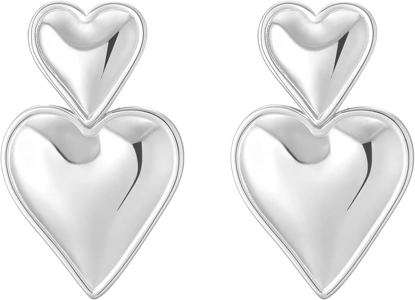 Apsvo Chunky Gold Heart Earrings for Women, Lightweight Drop Earrings Dangle Double Heart Earring... | Amazon (US)