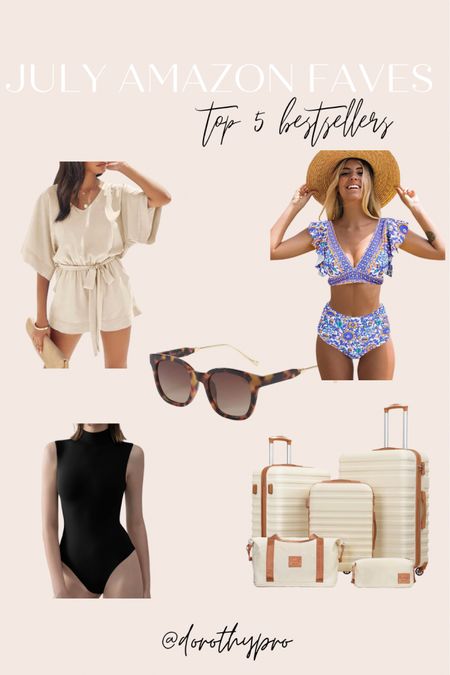 Amazon fashion favorites! What y’all loved the most from July. Summer finds: beige romper, two piece swimsuit, Amazon tortoise sunglasses, mock neck bodysuit, luggage— travel set suitcases, carry on, duffel bag, weekender bag, etc.#ltkswim #ltkunder50 #amazonfinds #amazonfashion #swimsuits #summeroutfits 


#LTKFind #LTKtravel #LTKSeasonal