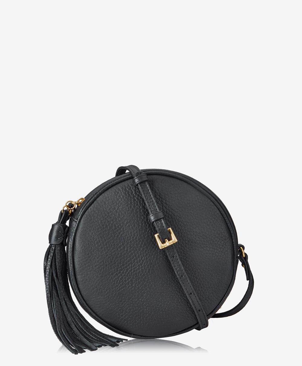 Zoey Crossbody Handbag Black Pebble Grain Leather | GiGi New York