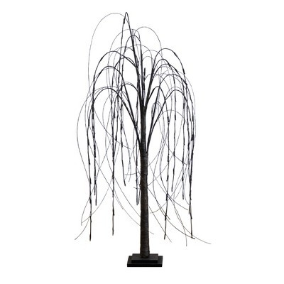 Nearly Natural 4-ft Pre-Lit Halloween Black Willow Artificial Fall Tree with 120 Orange and Purple LED Lights | Target