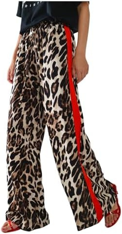 SHENHE Women's Cheetah Print Wide Leg Baggy Pants Y2k Side Loose Streetwear Trousers | Amazon (US)
