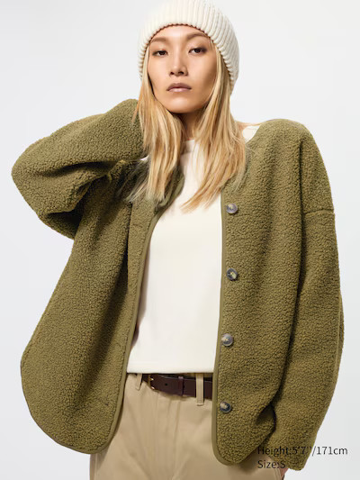 Pile Lined Fleece Relaxed Cardigan | UNIQLO (UK)