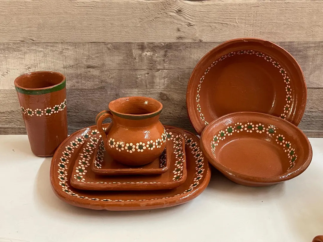 Mexico Traditional Clay Tableware/dinnerware Table Setting Red Clay Plates/platos De Barro Tonala... | Etsy (US)