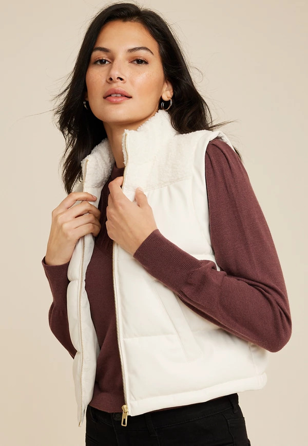 Faux Leather Mixer Vest | Maurices