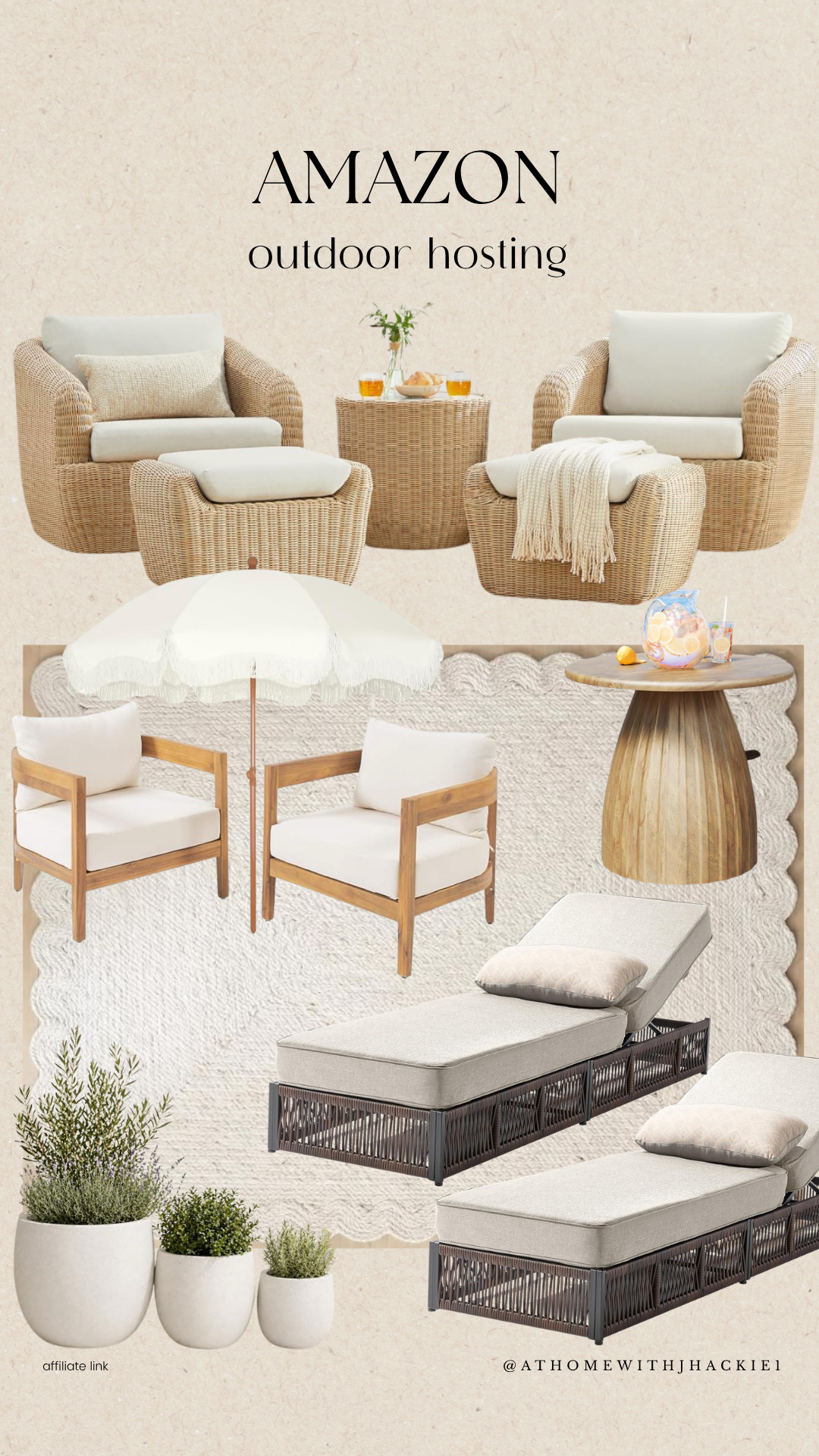 Amazon Outdoor Hosting, Amazon patio furniture, outdoor furniture, wicker patio set, patio chairs, lounge chairs, outdoor side table, patio umbrella, outdoor rug, outdoor planters, backyard entertaining, patio decor, outdoor living, summer hosting, patio inspiration, neutral outdoor furniture, backyard makeover, outdoor seating, Amazon outdoor finds, porch decor, outdoor essentials

#LTKSeasonal #LTKHome
